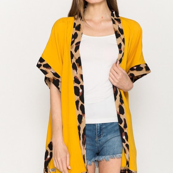 Justin Taylor Contrast Open Front Slit Cardigan - Picture 1 of 6